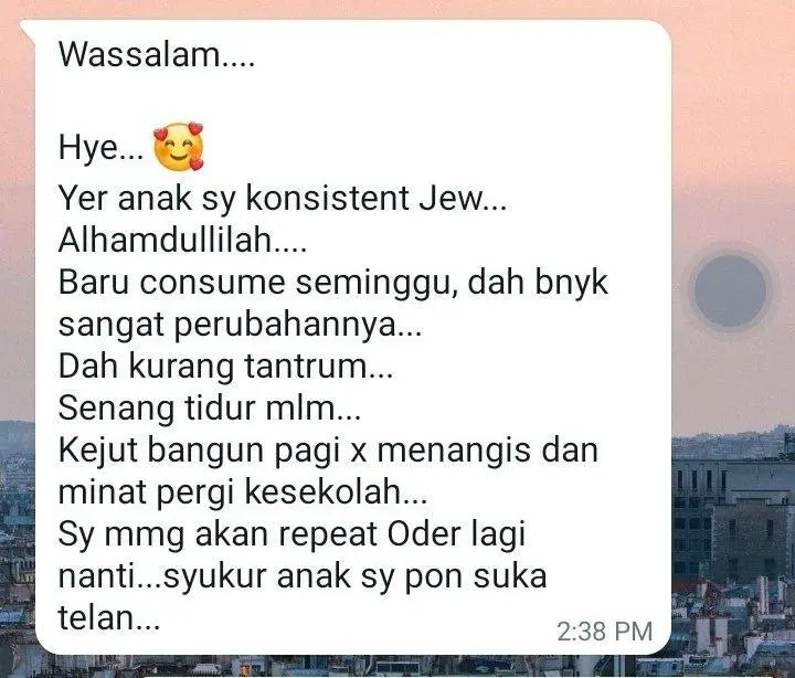 Testimoni WhatsApp: anak bangun pagi dan minat ke sekolah